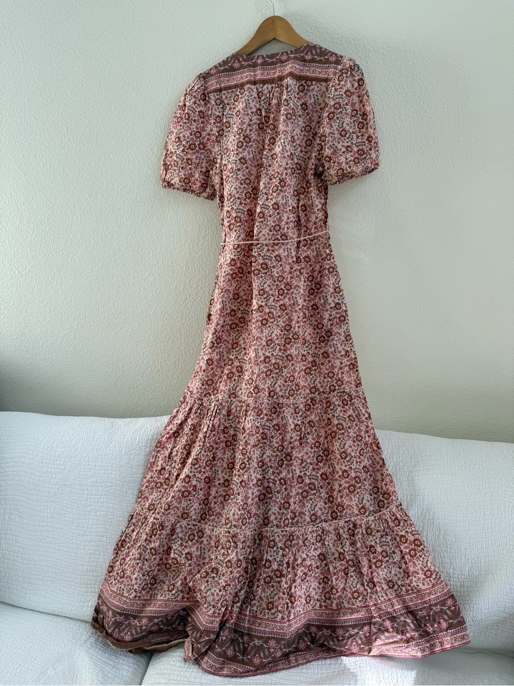 Faherty Orinda Maxi Dress Boho Block Print Belted Resort Vacation Size M - Picture 6 of 6